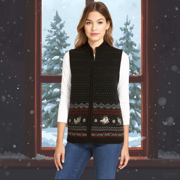 Vintage Northern Reflections Skating Theme Vest - M - Picture 1 of 9